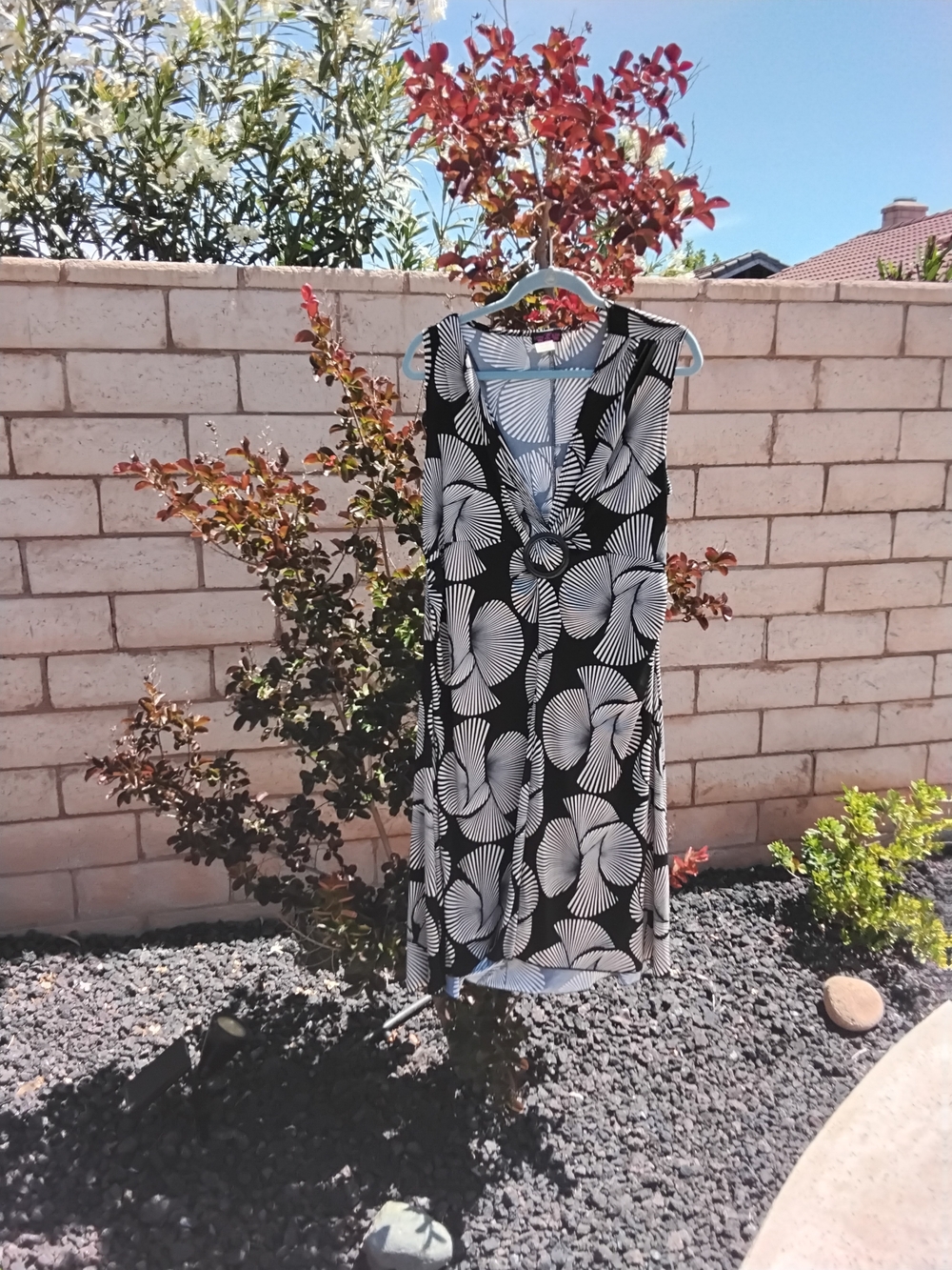 Sleeveless Black & White Patterned Summer Dress Y2k 2X
